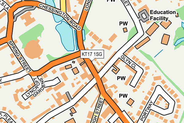 KT17 1SG map - OS OpenMap – Local (Ordnance Survey)