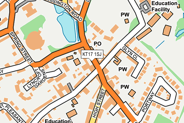 KT17 1SJ map - OS OpenMap – Local (Ordnance Survey)