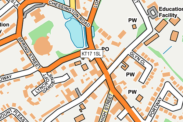 KT17 1SL map - OS OpenMap – Local (Ordnance Survey)