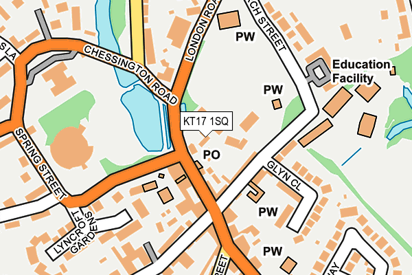 KT17 1SQ map - OS OpenMap – Local (Ordnance Survey)
