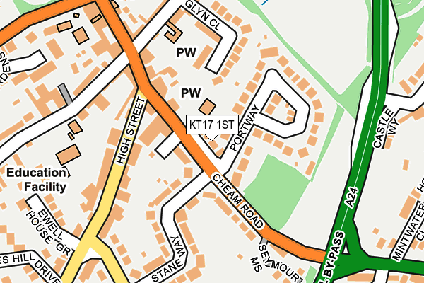 KT17 1ST map - OS OpenMap – Local (Ordnance Survey)