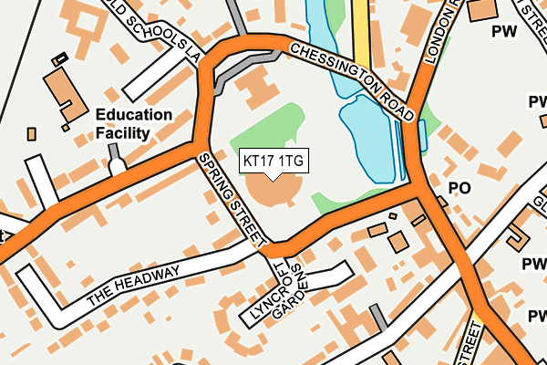 KT17 1TG map - OS OpenMap – Local (Ordnance Survey)