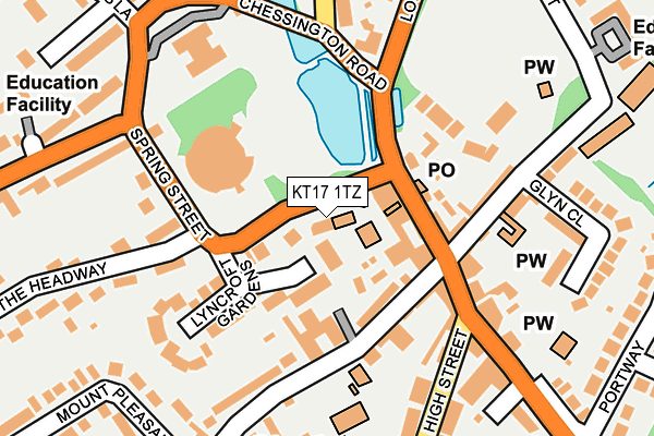 KT17 1TZ map - OS OpenMap – Local (Ordnance Survey)