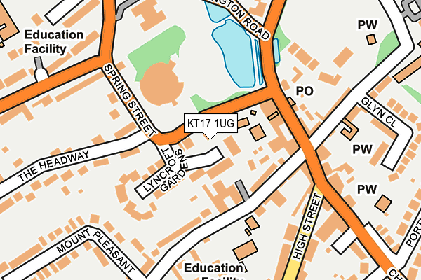 KT17 1UG map - OS OpenMap – Local (Ordnance Survey)
