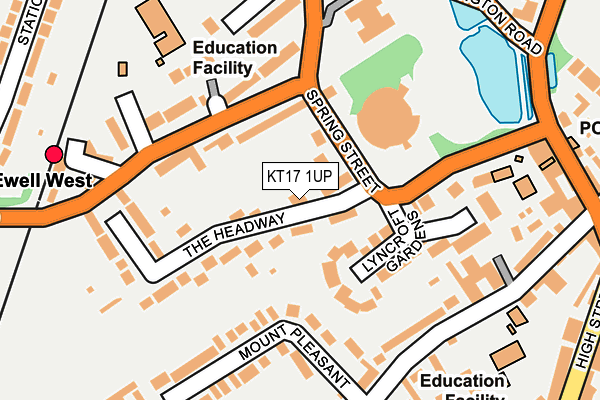 KT17 1UP map - OS OpenMap – Local (Ordnance Survey)