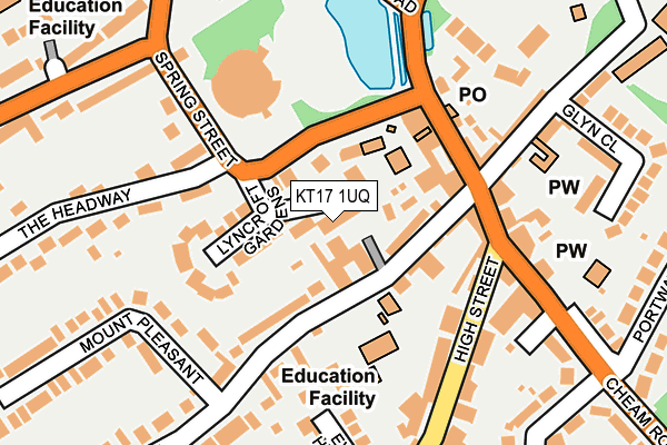 KT17 1UQ map - OS OpenMap – Local (Ordnance Survey)