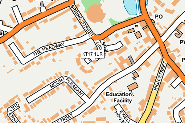 KT17 1UR map - OS OpenMap – Local (Ordnance Survey)