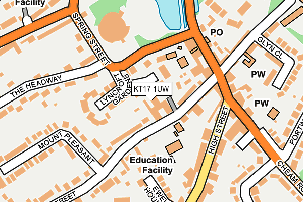 KT17 1UW map - OS OpenMap – Local (Ordnance Survey)