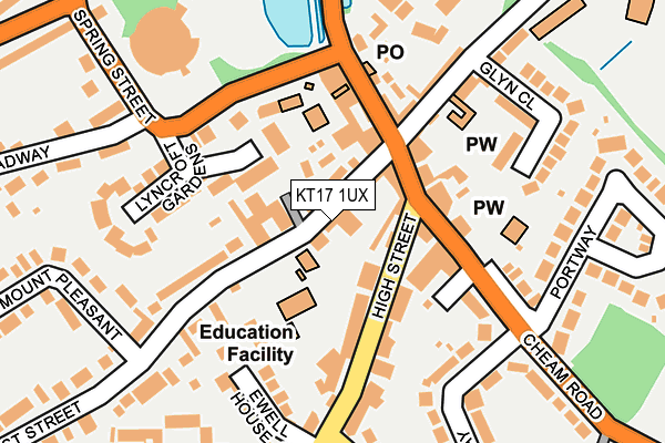 KT17 1UX map - OS OpenMap – Local (Ordnance Survey)