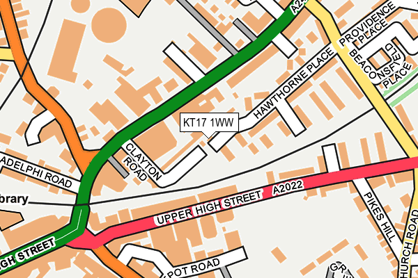 KT17 1WW map - OS OpenMap – Local (Ordnance Survey)