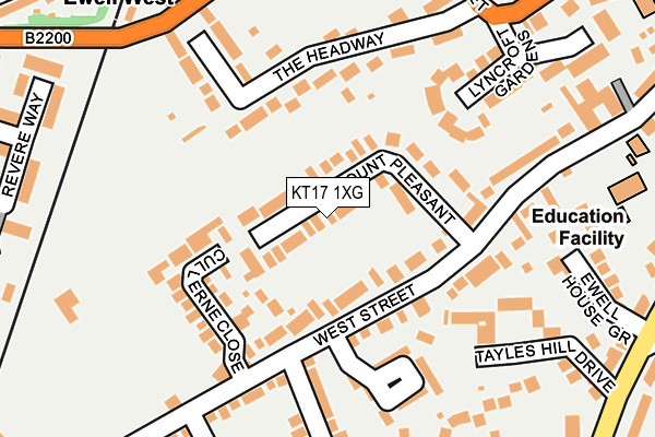 KT17 1XG map - OS OpenMap – Local (Ordnance Survey)
