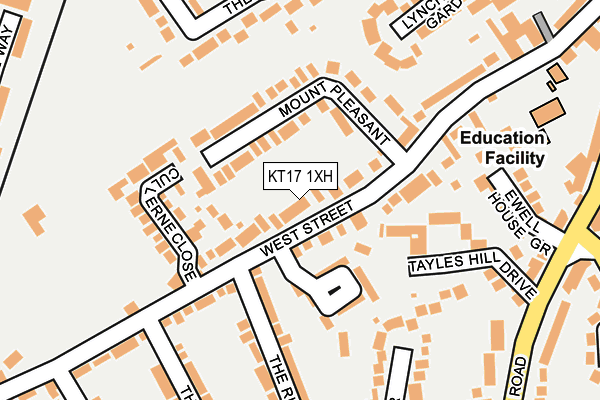 KT17 1XH map - OS OpenMap – Local (Ordnance Survey)