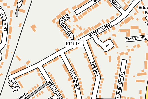 KT17 1XL map - OS OpenMap – Local (Ordnance Survey)
