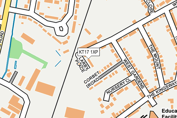 KT17 1XP map - OS OpenMap – Local (Ordnance Survey)