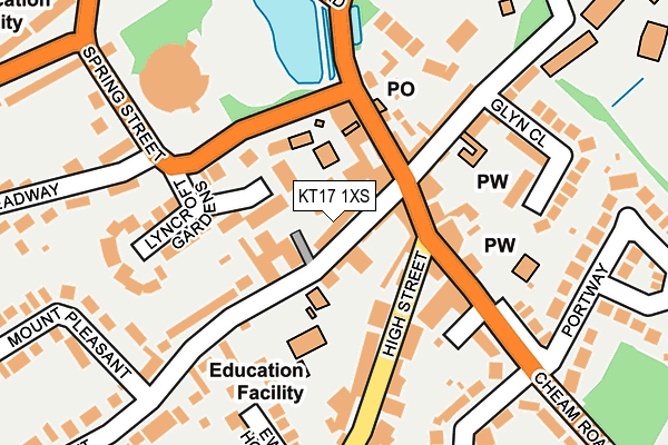 KT17 1XS map - OS OpenMap – Local (Ordnance Survey)