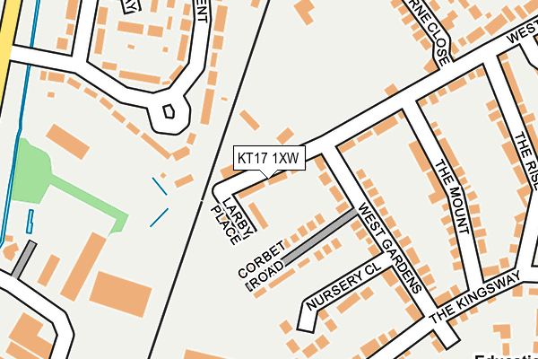 KT17 1XW map - OS OpenMap – Local (Ordnance Survey)