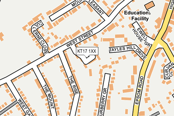KT17 1XX map - OS OpenMap – Local (Ordnance Survey)