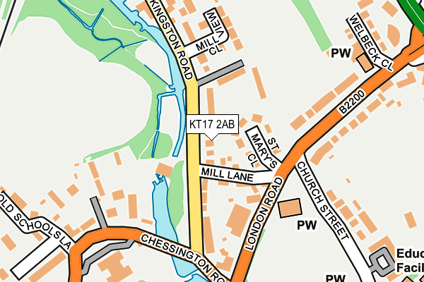 KT17 2AB map - OS OpenMap – Local (Ordnance Survey)