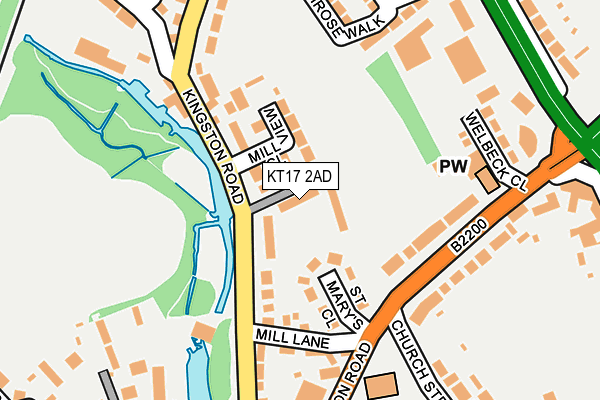 KT17 2AD map - OS OpenMap – Local (Ordnance Survey)