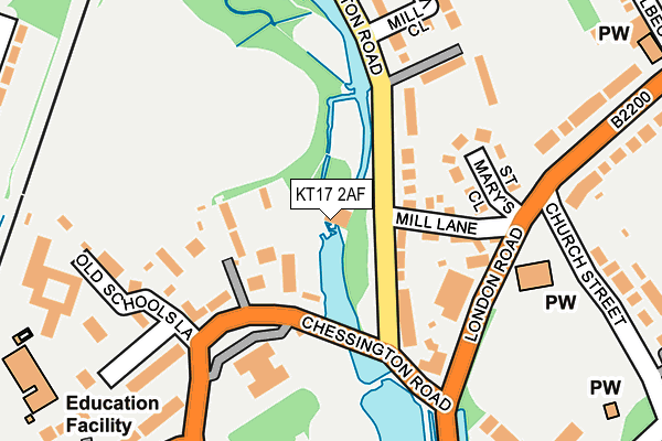 KT17 2AF map - OS OpenMap – Local (Ordnance Survey)