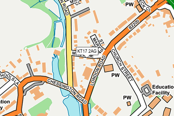 KT17 2AG map - OS OpenMap – Local (Ordnance Survey)