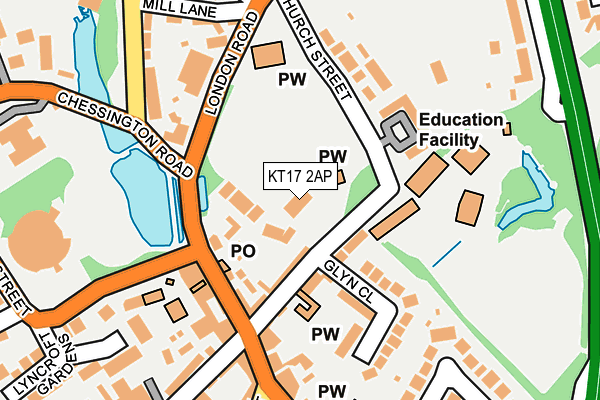 KT17 2AP map - OS OpenMap – Local (Ordnance Survey)