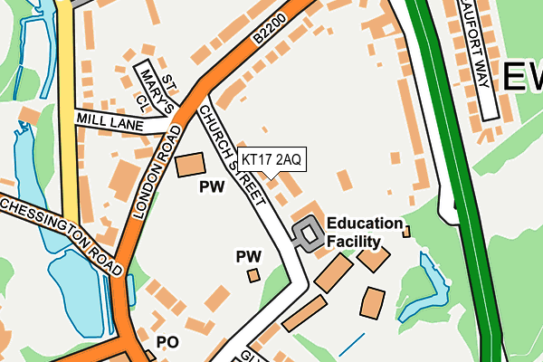 KT17 2AQ map - OS OpenMap – Local (Ordnance Survey)