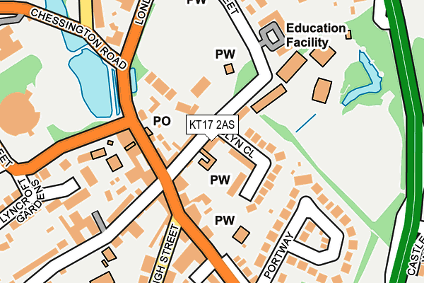 KT17 2AS map - OS OpenMap – Local (Ordnance Survey)