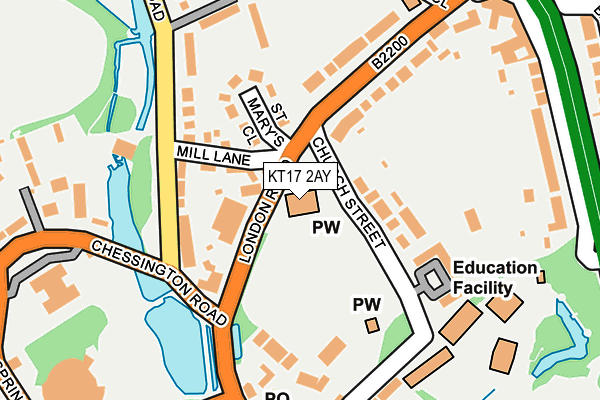 KT17 2AY map - OS OpenMap – Local (Ordnance Survey)