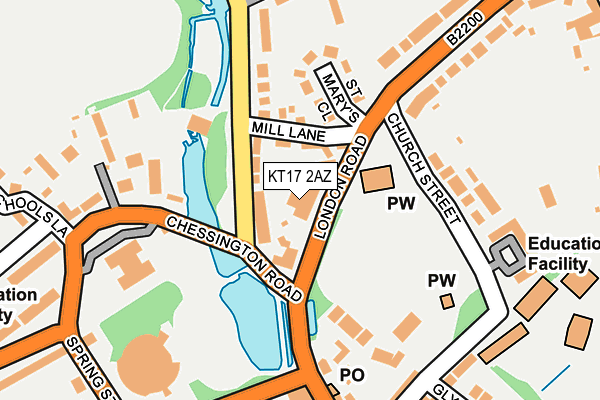 KT17 2AZ map - OS OpenMap – Local (Ordnance Survey)