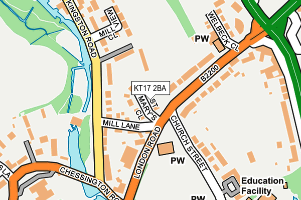KT17 2BA map - OS OpenMap – Local (Ordnance Survey)