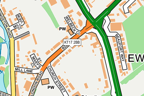 KT17 2BB map - OS OpenMap – Local (Ordnance Survey)