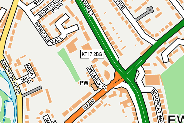 KT17 2BG map - OS OpenMap – Local (Ordnance Survey)