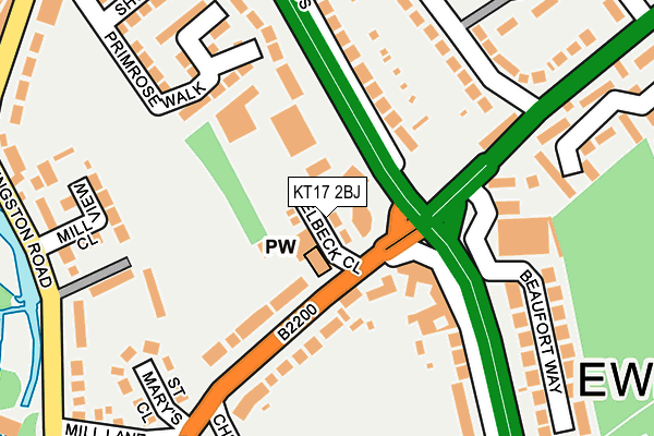 KT17 2BJ map - OS OpenMap – Local (Ordnance Survey)