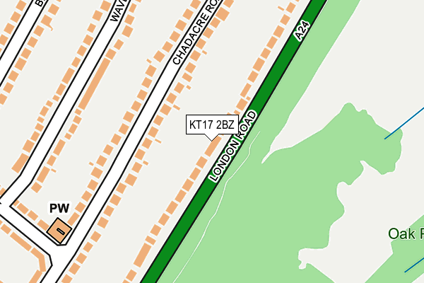 KT17 2BZ map - OS OpenMap – Local (Ordnance Survey)