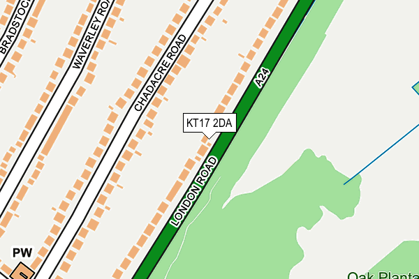 KT17 2DA map - OS OpenMap – Local (Ordnance Survey)