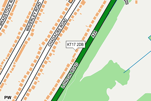 KT17 2DB map - OS OpenMap – Local (Ordnance Survey)