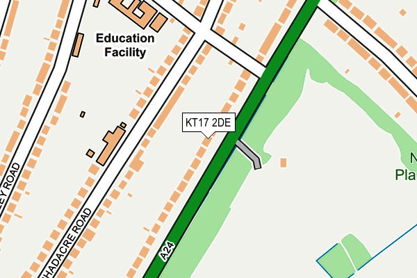 KT17 2DE map - OS OpenMap – Local (Ordnance Survey)