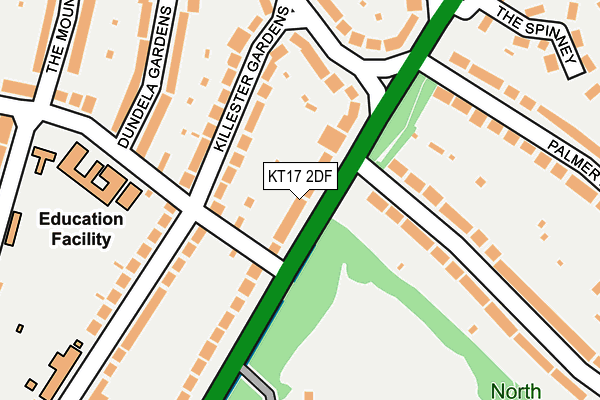 KT17 2DF map - OS OpenMap – Local (Ordnance Survey)