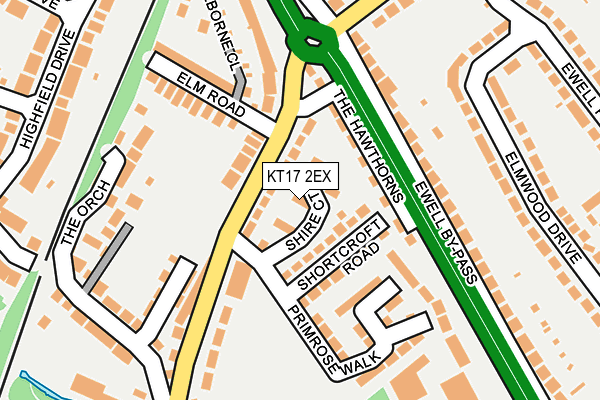 KT17 2EX map - OS OpenMap – Local (Ordnance Survey)