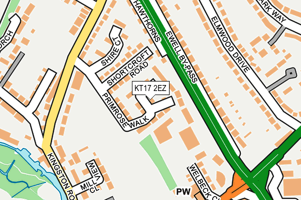 KT17 2EZ map - OS OpenMap – Local (Ordnance Survey)