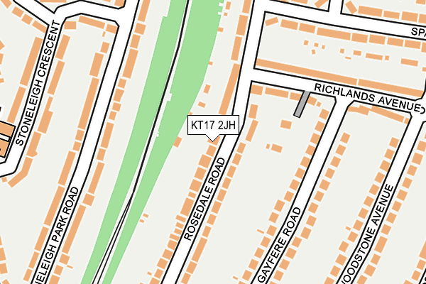 KT17 2JH map - OS OpenMap – Local (Ordnance Survey)