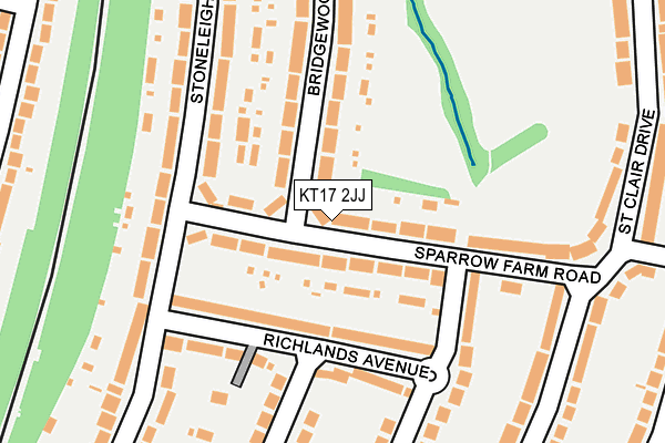 KT17 2JJ map - OS OpenMap – Local (Ordnance Survey)