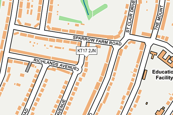 KT17 2JN map - OS OpenMap – Local (Ordnance Survey)