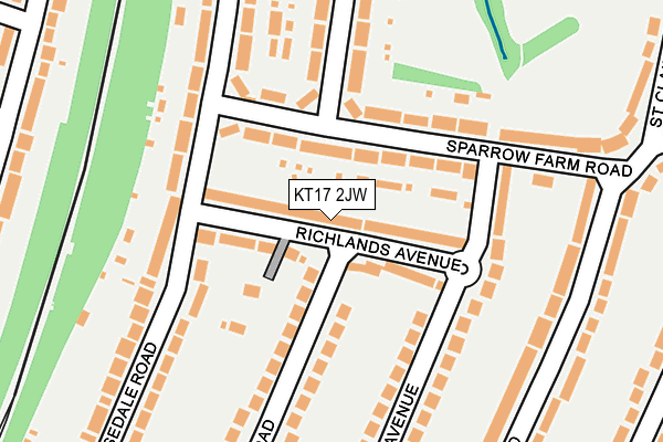 KT17 2JW map - OS OpenMap – Local (Ordnance Survey)