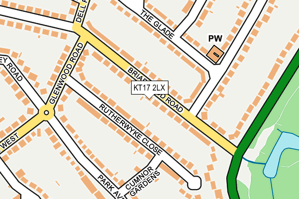 KT17 2LX map - OS OpenMap – Local (Ordnance Survey)