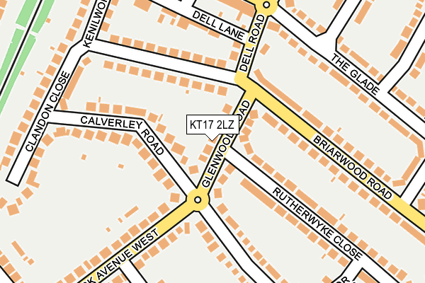 KT17 2LZ map - OS OpenMap – Local (Ordnance Survey)
