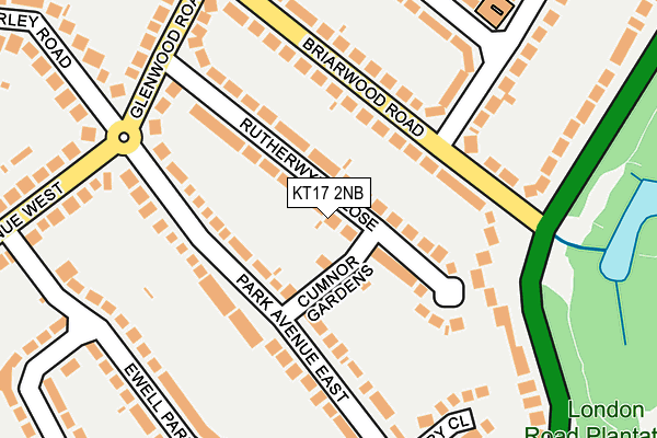KT17 2NB map - OS OpenMap – Local (Ordnance Survey)