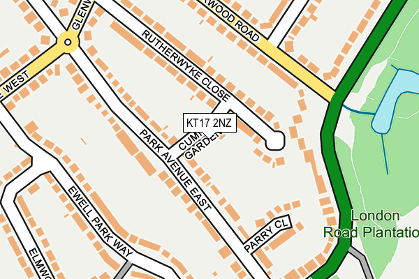 KT17 2NZ map - OS OpenMap – Local (Ordnance Survey)