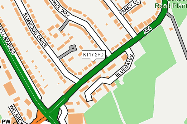 KT17 2PD map - OS OpenMap – Local (Ordnance Survey)